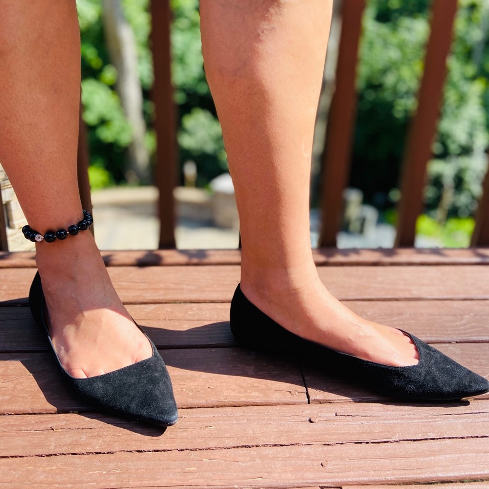 Giorgio Armani Suede Black Flats Pointed Toe Italy